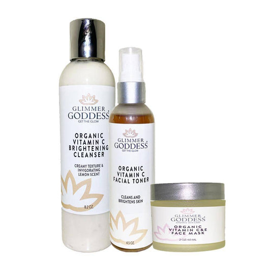 Glimmer Goddess® Vitamin C Brighter Skin Organic Skin Care 3 Step Cleansing Kit