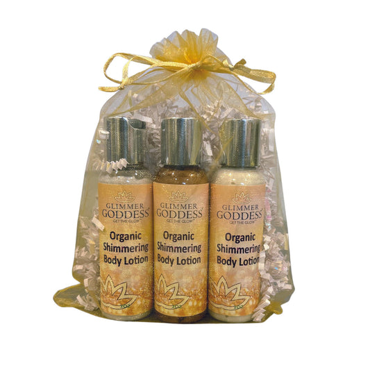 Glimmer Goddess® Organic Shimmering Body Lotion Travel Size Gift Set